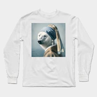 Wildlife Conservation - Pearl Earring Polar Bear Meme Long Sleeve T-Shirt